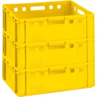 BURI Caisses à viande E2 60x40x20cm Caisse de stockage Eurobox en provenance d'Allemagne, convient pour aliments, robuste, empilable , Variante:jaune 3x