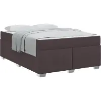 Syfax Cadre de lit avec matelas Marron foncé 140 x 200 cm tissu