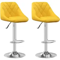 Syfax Tabourets de bar lot de 2 jaune moutarde velours