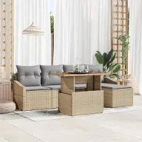 Prolenta Maison Exclusive - Ensemble de canapés de jardin, 6 pièces. Beige et gris