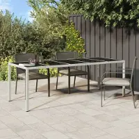 Prolenta Maison Exclusive - Table de jardin blanche, 250x100x75 cm, en polyrotin et verre trempé