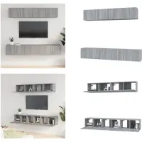 vidaXL 5 pcs. Armoire TV Set Gris Sonoma Bois composite - Ensemble d'armoires TV - Ensemble d'armoires TV - Armoire TV - Support TV