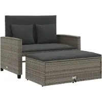 Syfax Canapé de jardin 2 places avec coussins gris résine tressée