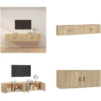 vidaXL Armoires TV murales 2 pcs. chêne Sonoma 100x34,5x40 cm - Meuble TV mural - Meubles TV muraux - Armoire TV - Console TV