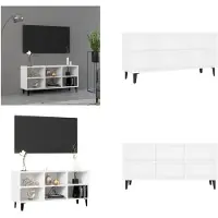 vidaXL Armoire TV avec pieds métalliques Blanc 103,5x30x50 cm - Armoire TV - Armoires TV - Sideboard