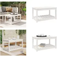 vidaXL Table de jardin blanche 82,5x50,5x45 cm Pin massif - Table de jardin - Tables de jardin - Table de terrasse - Table basse de jardin
