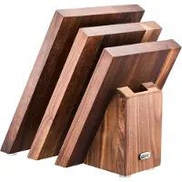 GEFU Bloc à couteaux magnétique ENNO, en bois de noyer, à rangement en éventail