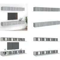 vidaXL 8 pcs. Armoire TV Set Gris Sonoma 60x30x30 cm Bois composite - Armoire TV - Meubles TV - Supports TV