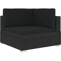 The Living Store Canapé d'angle modulaire 1 pc + coussins Poly Rotin Noir