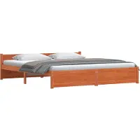 vidaXL Cadre de lit avec tête de lit, brun cire, 205,5 x 205,5 x 51 cm