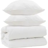 vidaXL Couverture avec coussins, 3 pièces, blanc, microfibre