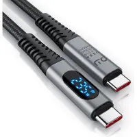 Primewire , 1m de câble USB 4 avec écran, type C, câble de données, câble de charge, câble de charge rapide, Gen 3x2, 240 Watt, 40 Gbit/s, 8k 60Hz, 4k 120 Hz, triple blindage, gaine en nylon