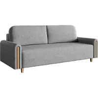 Selsey Majla - Canapé-lit 3 places avec tissu texturé hydrofuge et coffre de lit, Gris