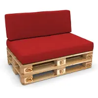 Pokar Coussin pour palette Coussins de palette avec housse amovible Canapé de palette, Taille:Set coussin d'assise 120x80 + coussin de dossier 120x40, Couleur:Rouge