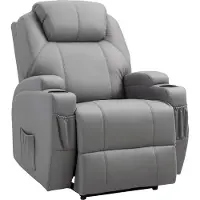 HOMCOM Fauteuil de Massage Inclinable, Chaise de Relaxation avec dossier et repose-pied électrique réglables revêtement synthétique pour Salon, Chambre, Cinéma Maison Gris
