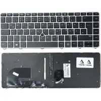 T-ProTek Clavier - couleur : noir - avec cadre argenté - avec stick souris - avec éclairage Clavier allemand compatible avec HP EliteBook 745 G4