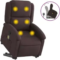 Syfax Fauteuil de massage avec releveur Tissu marron foncé