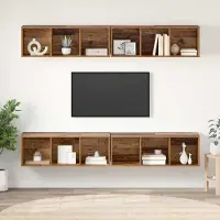 Prolenta Meuble TV exclusif - Ensemble de 4 pièces en bois massif recyclé