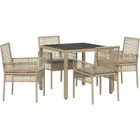 Syfax Ensemble de salle à manger pour jardin 5 pcs Beige polyrotin