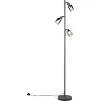 Reality Lampadaire Cadiz Verre fumé à 3 lumières
