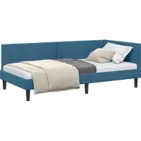 Syfax Cadre de lit d'angle Bleu 80 cm x 200 cm Velours
