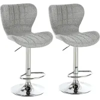HOMCOM Lot de 2 Tabourets de Bar Design Contemporain Hauteur d'assise réglable 59-81 cm pivotant 360° Lin Gris