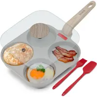 Briebe FPE1176 Poêle à crêpes à induction, couvercle en verre, antiadhésif crème