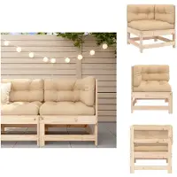 vidaXL Canapé d'angle avec coussins pin massif - éléments de canapé de jardin