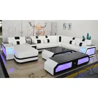 Xl Moebel Gmbh Canapé d'angle en U Canapé en U en similicuir blanc