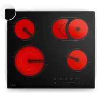 Klarstein Plaque Vitrocéramique 4 Feux - 60 cm, 6700 W,Tactile, Minuterie, Sécurité Enfants, 9 Niveaux, Surface Verre, Table de Cuisson Vitrocéramique Moderne