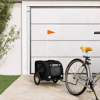 Prolenta Maison Exclusive - Remorque pour vélo pour chiens, tissu Oxford noir et fer
