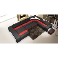 AEA Wohnlandschaft Ecksofa mit LED & USB Sofa Polster Couch Garnitur U-Form Leder