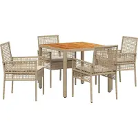 Syfax Ensemble de salle à manger pour jardin 5 pcs Beige polyrotin