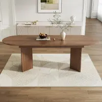 Flieks Table de cuisine ovale avec plateau extensible, table de salle à manger pour 4-8 personnes, 160-200x90x75cm, noyer