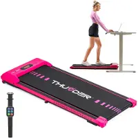 Thunder Tapis de course IDEA-PINK 101 x 38 cm 6 km/h FitShow LED Bluetooth Haut-parleurs Roulettes de transport