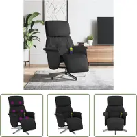 The Living Store Fauteuil de massage avec repose-pieds Noir Tissu