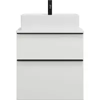 Burgbad Eqio lavabo à poser en céramique, carré, au centre, meuble sous-lavabo inclus, largeur 600mm, SGUP060F6582C0001G0252