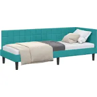 Syfax Cadre de lit d'angle Turquoise 80 cm x 200 cm Velours