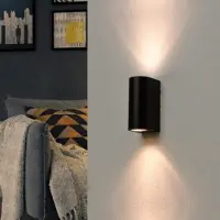 Silamp Applique Murale Noire LED IP44 double faisceau GU10