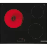 Bosch Plaque de cuisson, PKM631BB2E SER4, électrique, 60 cm, 3 zones de cuisson (23 cm), noire, à encastrer sans cadre