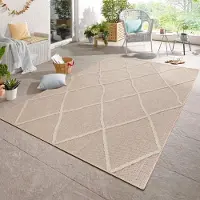 Carpetsale24 Tapis Intérieur Extérieur Style Scandinave Boho Uni Effet Haut Bas Imperméable Salon Balcon Terrasse, Taille: 80x250 cm