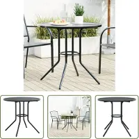 The Living Store Table de terrasse ronde Anthracite Acier revêtu par poudre