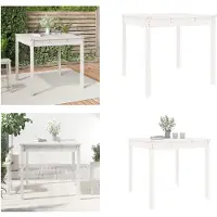 vidaXL Table de jardin blanche 82,5x82,5x76 cm Pin massif - Table de jardin - Tables de jardin - Table d'extérieur - Table de terrasse