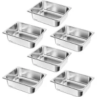 Vevor Récipients Gastronorm poêle d'hôtel (1/2 taille) 6 pcs. 6 L, récipients réutilisables (98 mm de profondeur), rangement traiteur inoxydable, paniers repas pour fête restaurant buffet