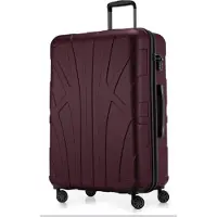 Suitline - Valise de voyage grande extensible, valise XL 4 roulettes, valise à roulettes coque rigide, trolley Hardcase Check-In Bagages 20-23 kg, sangle 158 cm, TSA,Bourgogne