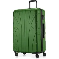 Suitline - Valise de voyage grande extensible, valise XL 4 roulettes, valise à roulettes coque rigide, trolley Hardcase Check-In Bagages 20-23 kg, sangle 158 cm, TSA,Vert