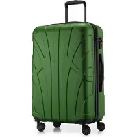 Suitline - Valise rigide de taille moyenne avec joint d'expansion Check-In Bagages Trolley extensible Valise à roulettes Valise de voyage, taille M, 4 roulettes, TSA, 66 cm, 100% ABS,Vert