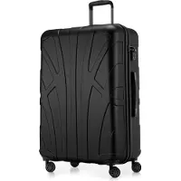 Suitline - Valise de voyage grande extensible, valise XL 4 roulettes, valise à roulettes coque rigide, trolley Hardcase Check-In Bagage 20-23 kg, sangle 158 cm, TSA,Noir