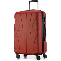 Suitline - Valise rigide de taille moyenne avec joint d'expansion Check-In Bagages Trolley extensible Valise à roulettes Valise de voyage, taille M, 4 roulettes, TSA, 66 cm, 100% ABS,Rouge
