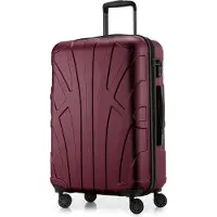 Suitline - Valise rigide moyenne avec joint d'expansion Check-In Bagages Trolley extensible Valise à roulettes Valise de voyage, taille M, 4 roulettes, TSA, 66 cm, 100% ABS,Bourgogne